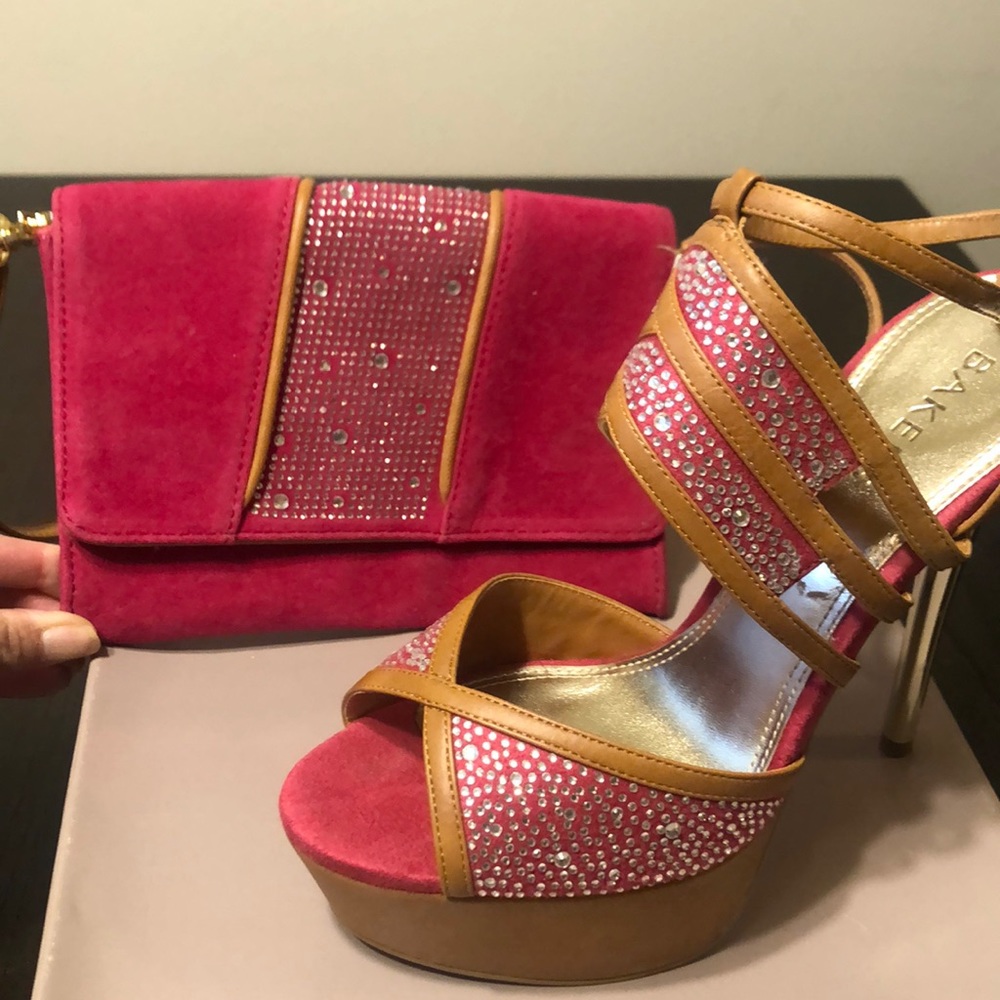 Fuchsia Heels and matching Clutch